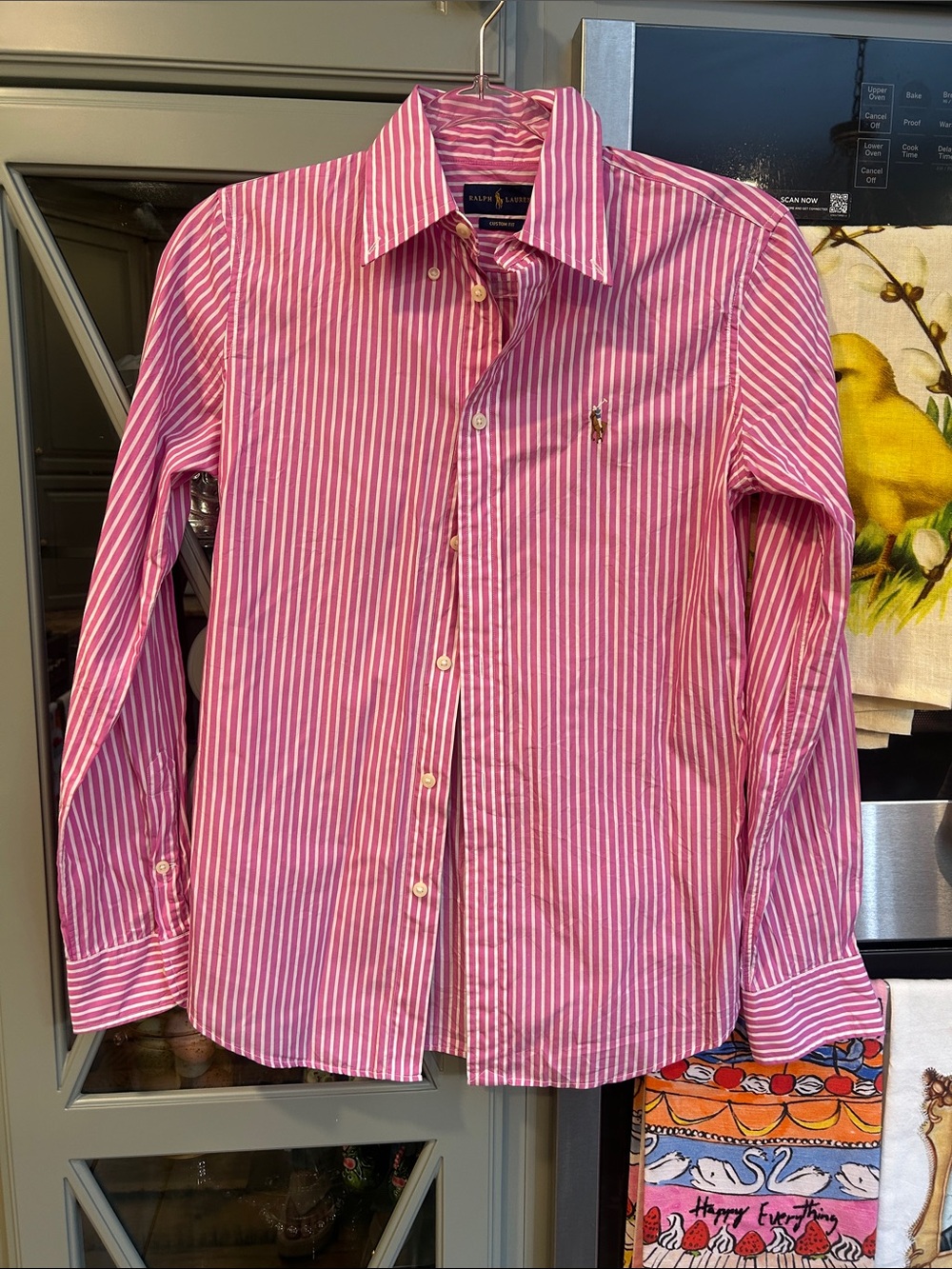 Preppy Polo by Ralph Lauren Pink & White Striped Button-Up Shirt